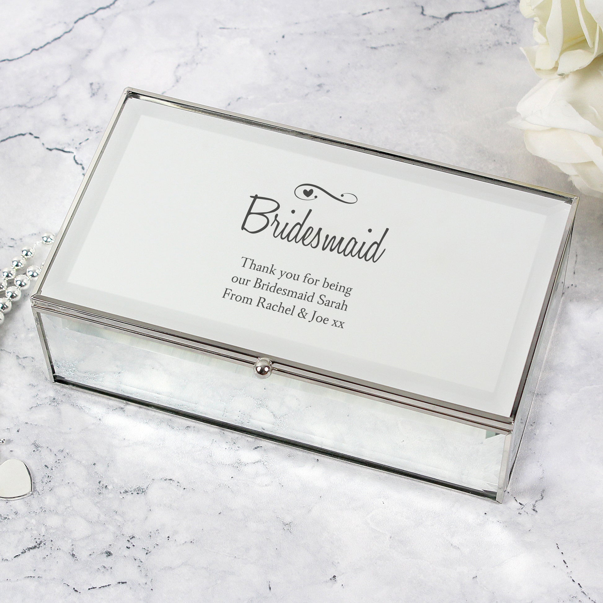 Personalised Swirls & Hearts Mirrored Jewellery Box - image 5