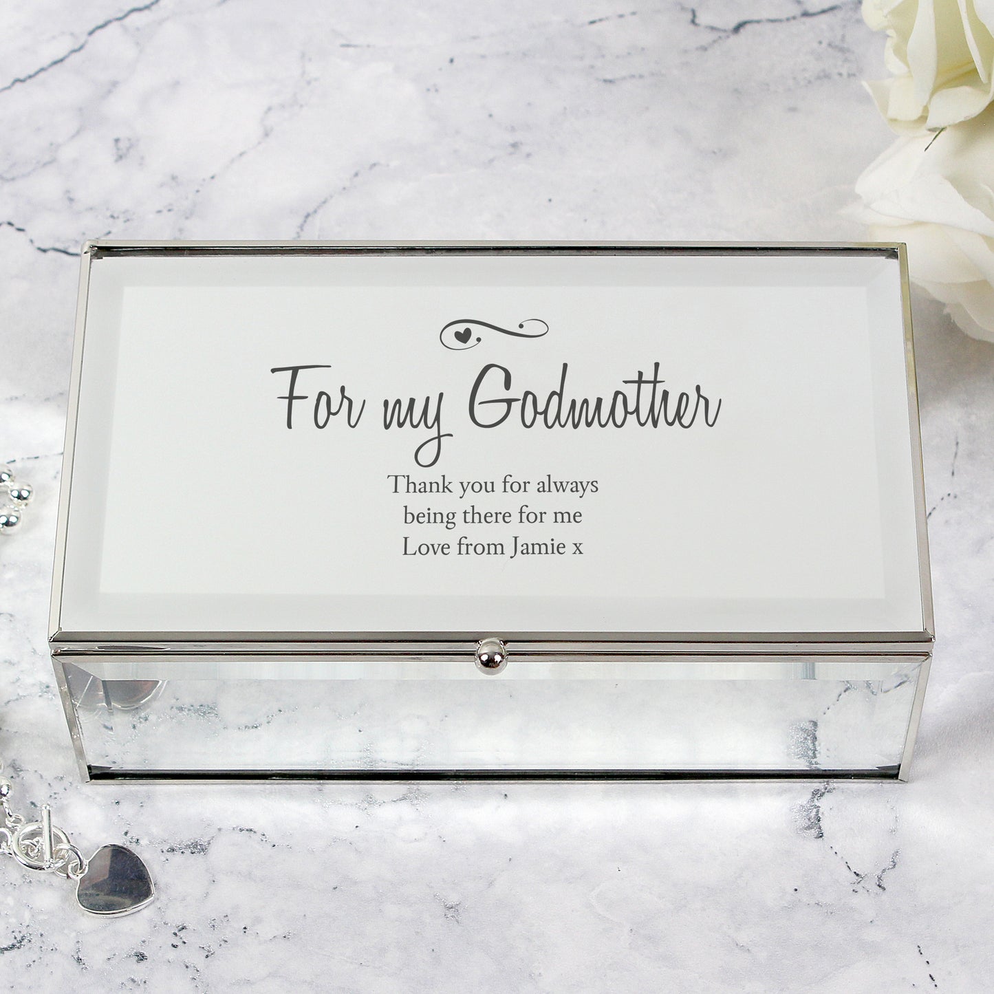 Personalised Swirls & Hearts Mirrored Jewellery Box - image 6