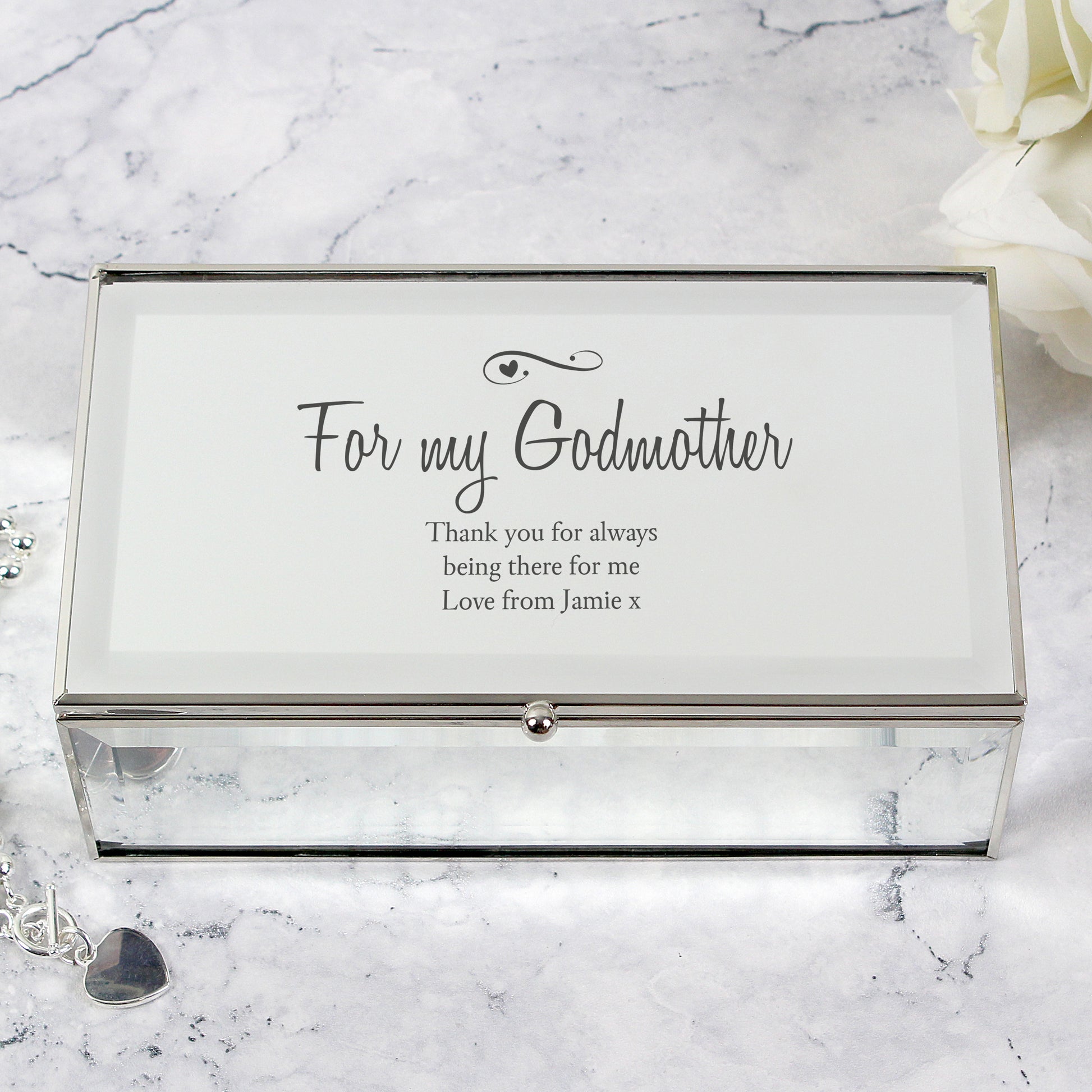 Personalised Swirls & Hearts Mirrored Jewellery Box - image 6