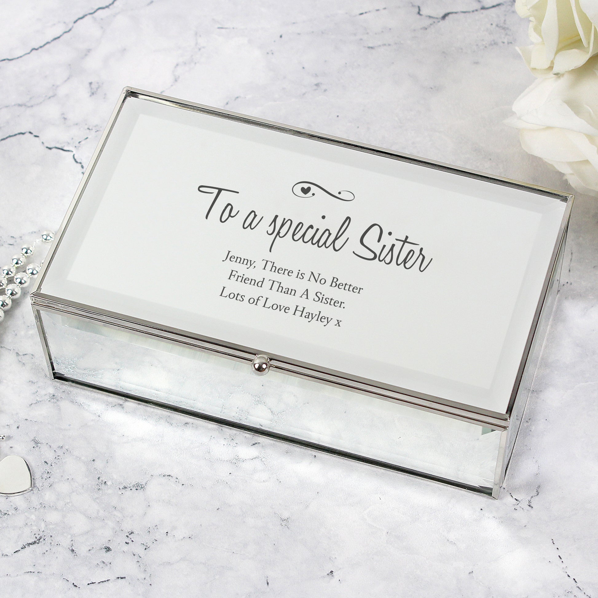 Personalised Swirls & Hearts Mirrored Jewellery Box - image 7