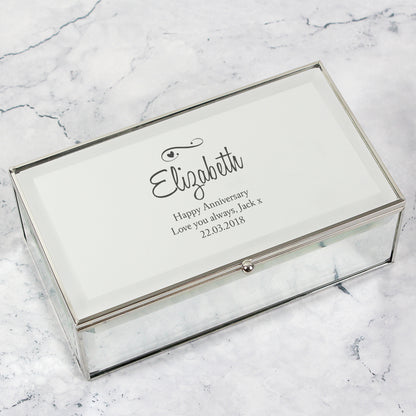 Personalised Swirls & Hearts Mirrored Jewellery Box - image 9