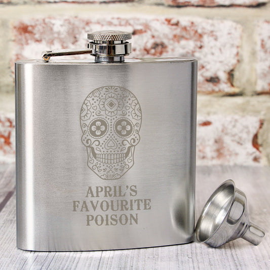 Personalised Sugar Skull Hip Flask from Heartfelt Gifts
