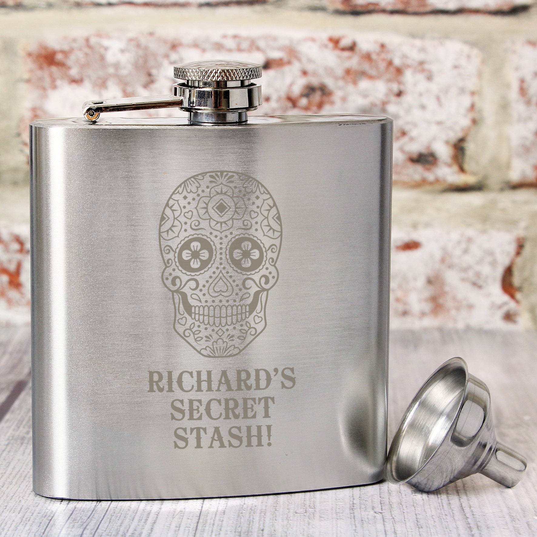 Personalised Sugar Skull Hip Flask - image 4