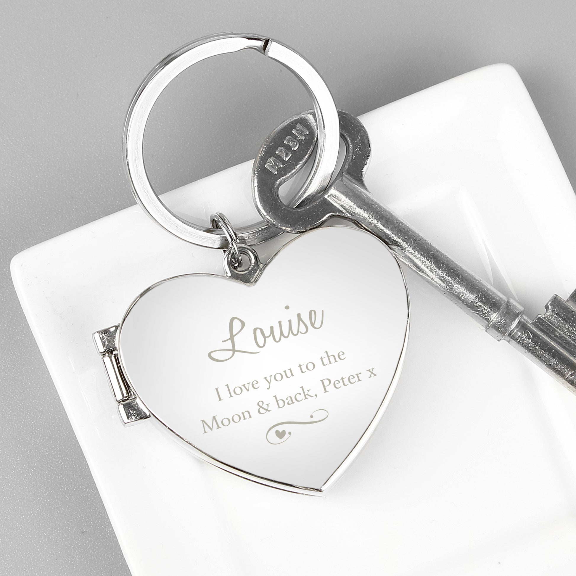 Personalised Swirl Heart Photoframe Keyring from Heartfelt Gifts