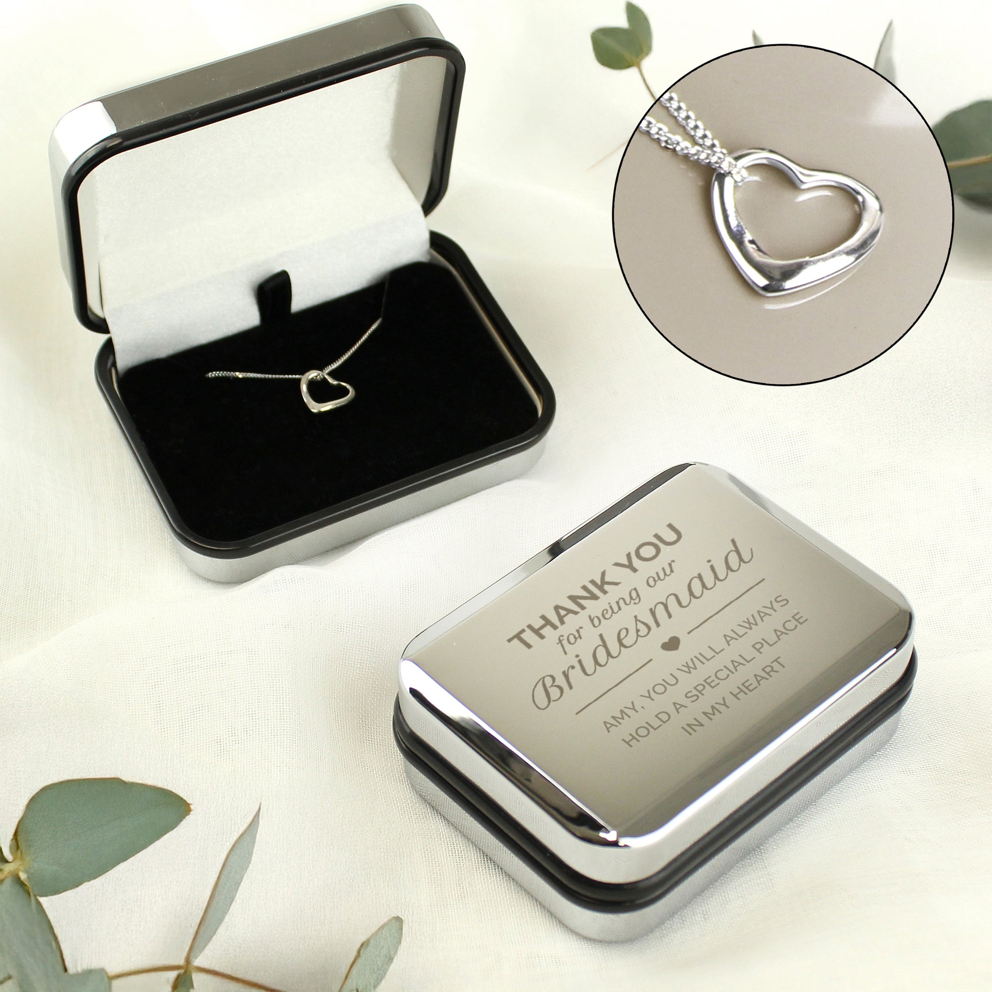 Personalised Bridesmaid Box and Sterling Silver Heart Necklace - image 3