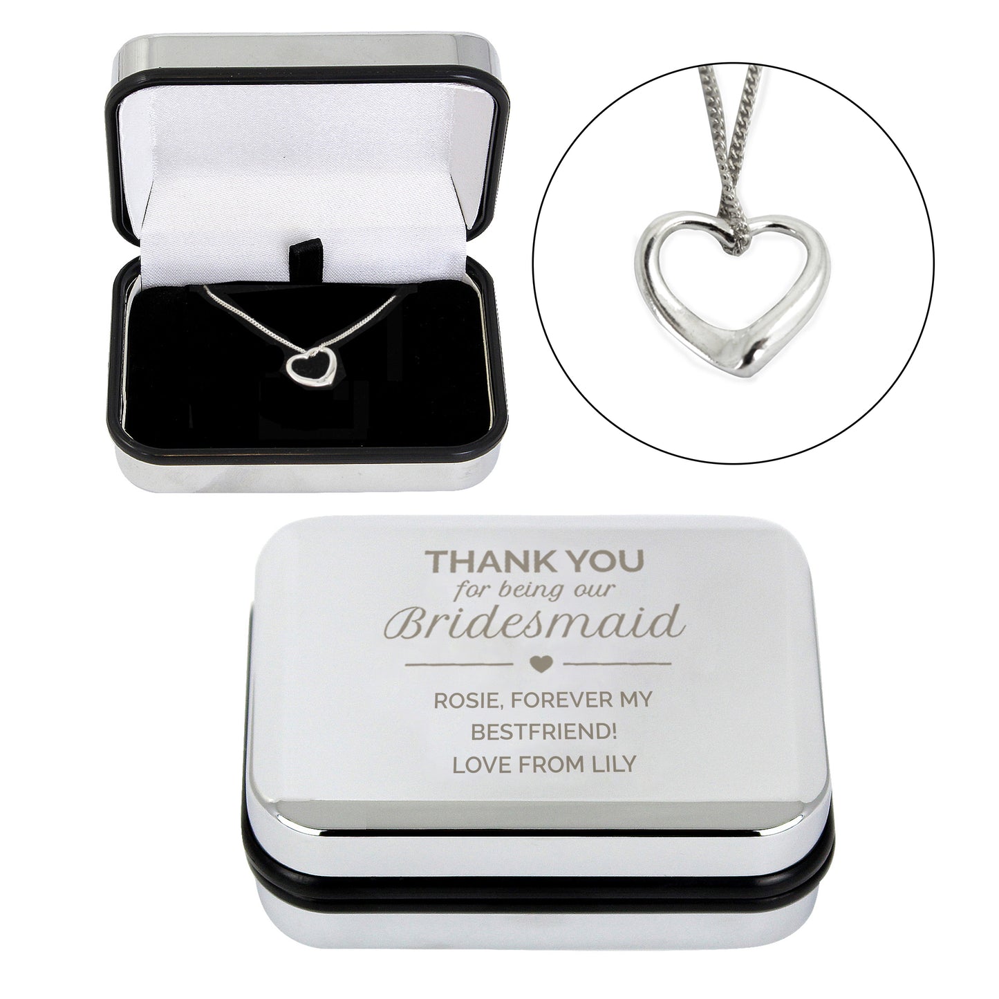 Personalised Bridesmaid Box and Sterling Silver Heart Necklace - image 4