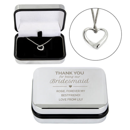 Personalised Bridesmaid Box and Sterling Silver Heart Necklace - image 4