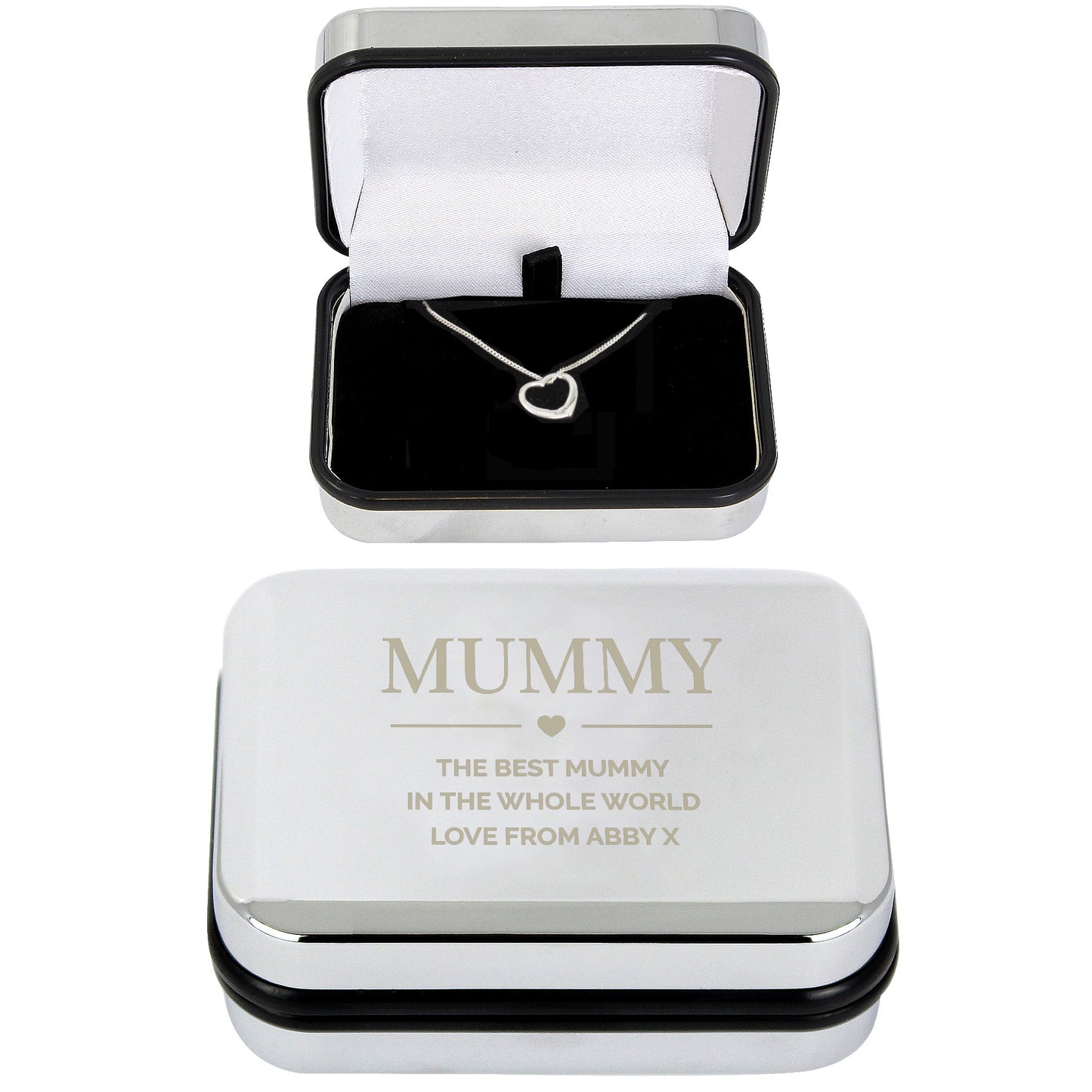 Personalised Box and Sterling Silver Heart Necklace - image 2