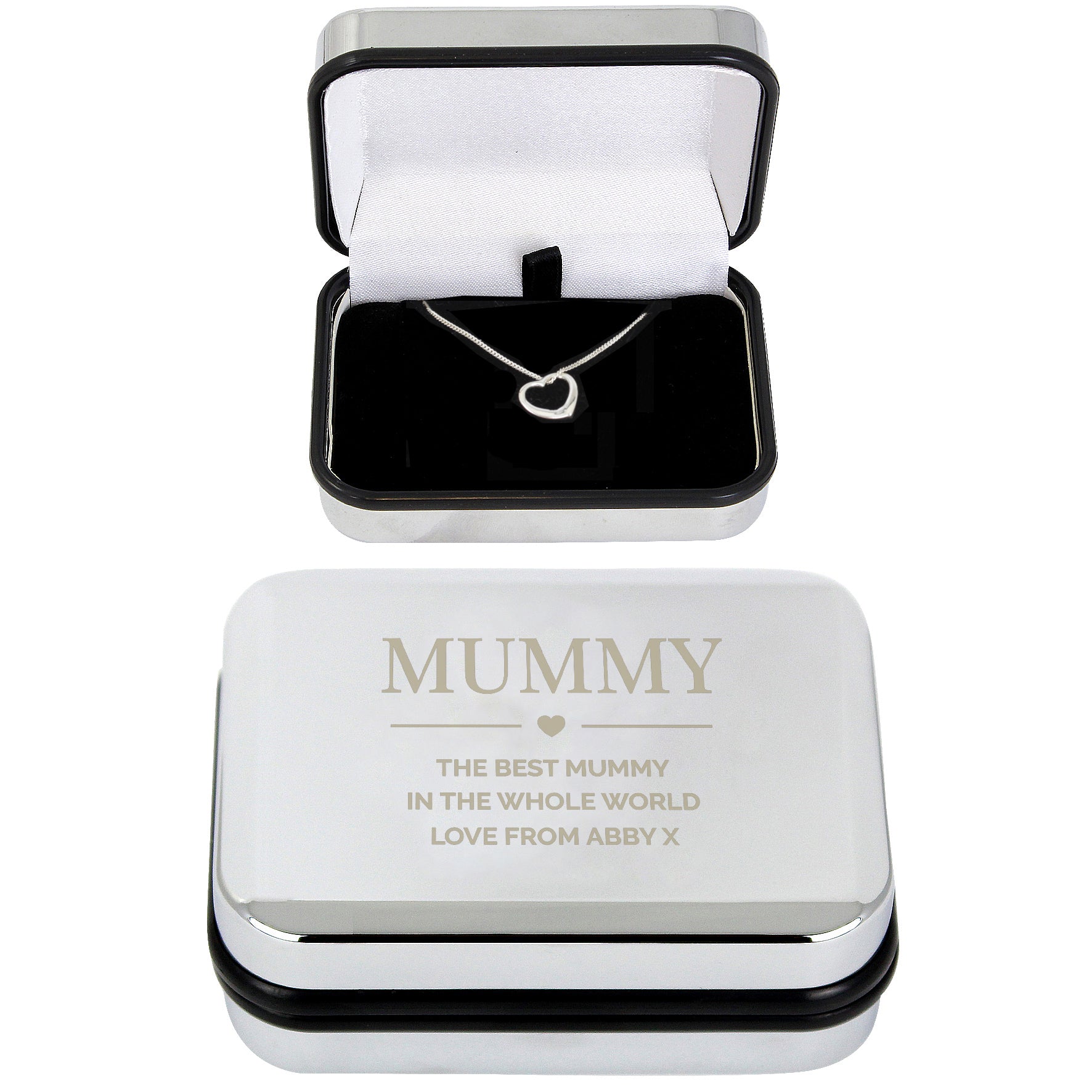Personalised Box and Sterling Silver Heart Necklace - image 2