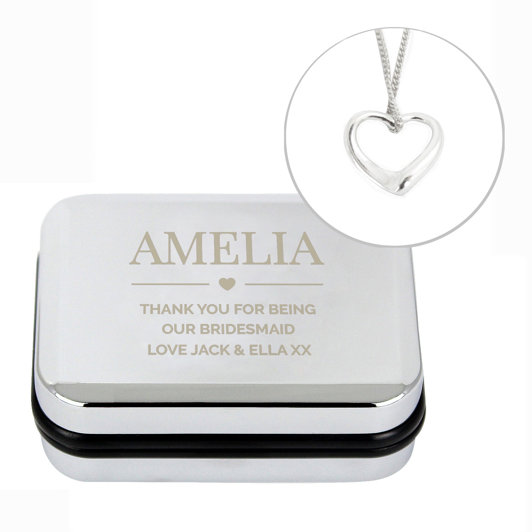 Personalised Box and Sterling Silver Heart Necklace - image 3