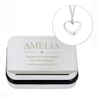 Personalised Box and Sterling Silver Heart Necklace - image 3
