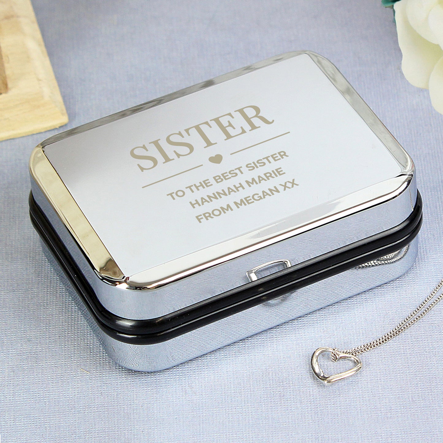 Personalised Box and Sterling Silver Heart Necklace - image 5