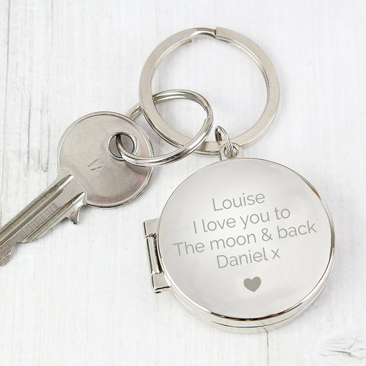 Personalised Heart Motif Round Photo Keyring from Heartfelt Gifts