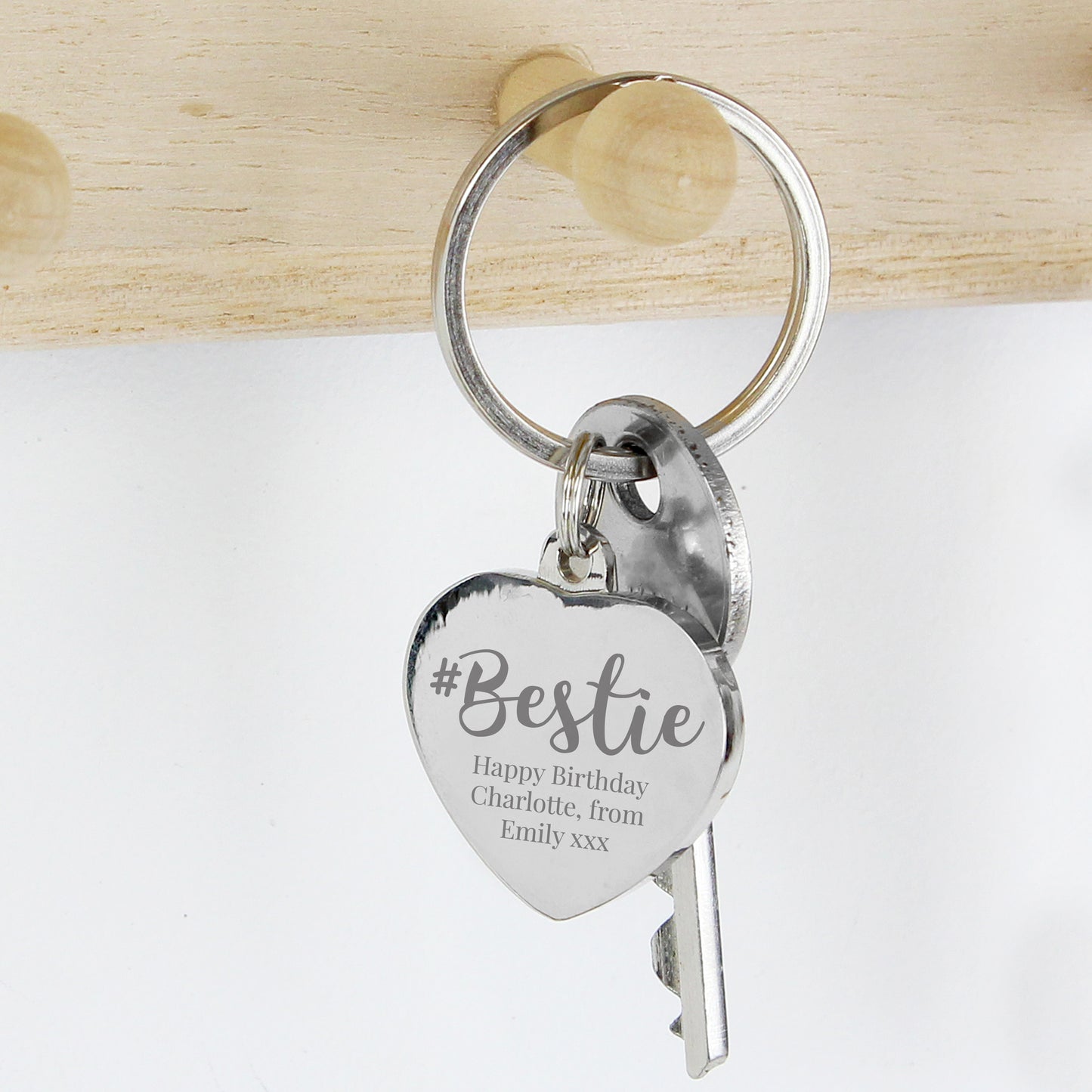 Personalised #Bestie Diamante Heart Keyring - image 3