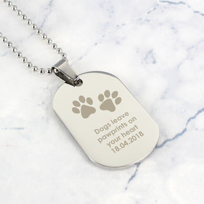 Personalised Paw Prints Stainless Steel Dog Tag Necklace - image 4