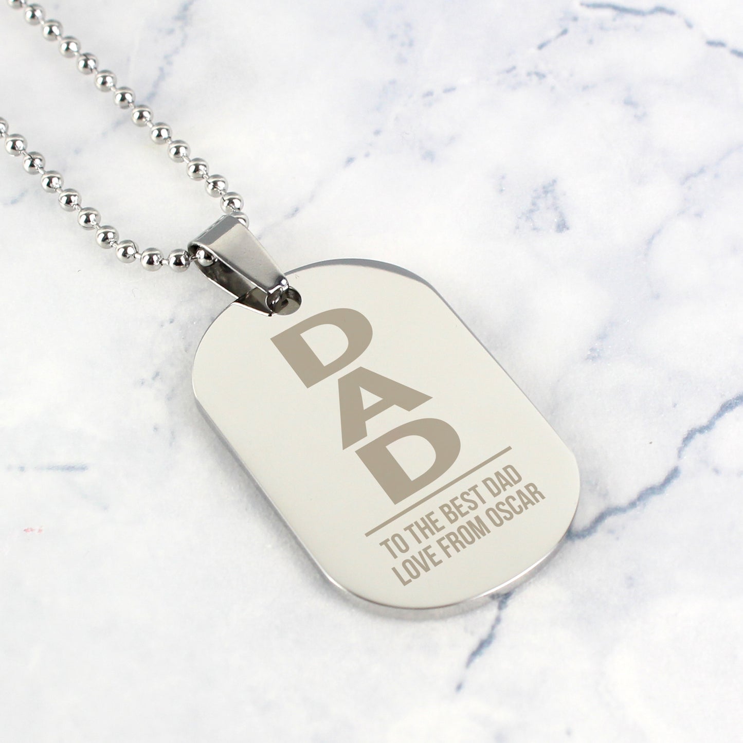 Personalised Dad Stainless Steel Dog Tag Necklace from Heartfelt Gifts