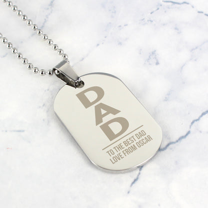 Personalised Dad Stainless Steel Dog Tag Necklace from Heartfelt Gifts