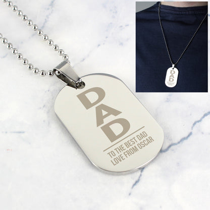 Personalised Dad Stainless Steel Dog Tag Necklace - image 7