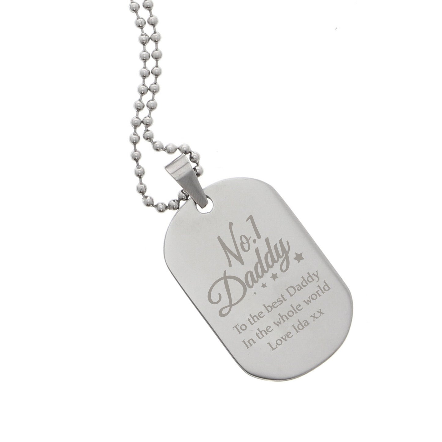 Personalised No.1 Daddy Stainless Steel Dog Tag Necklace - image 2