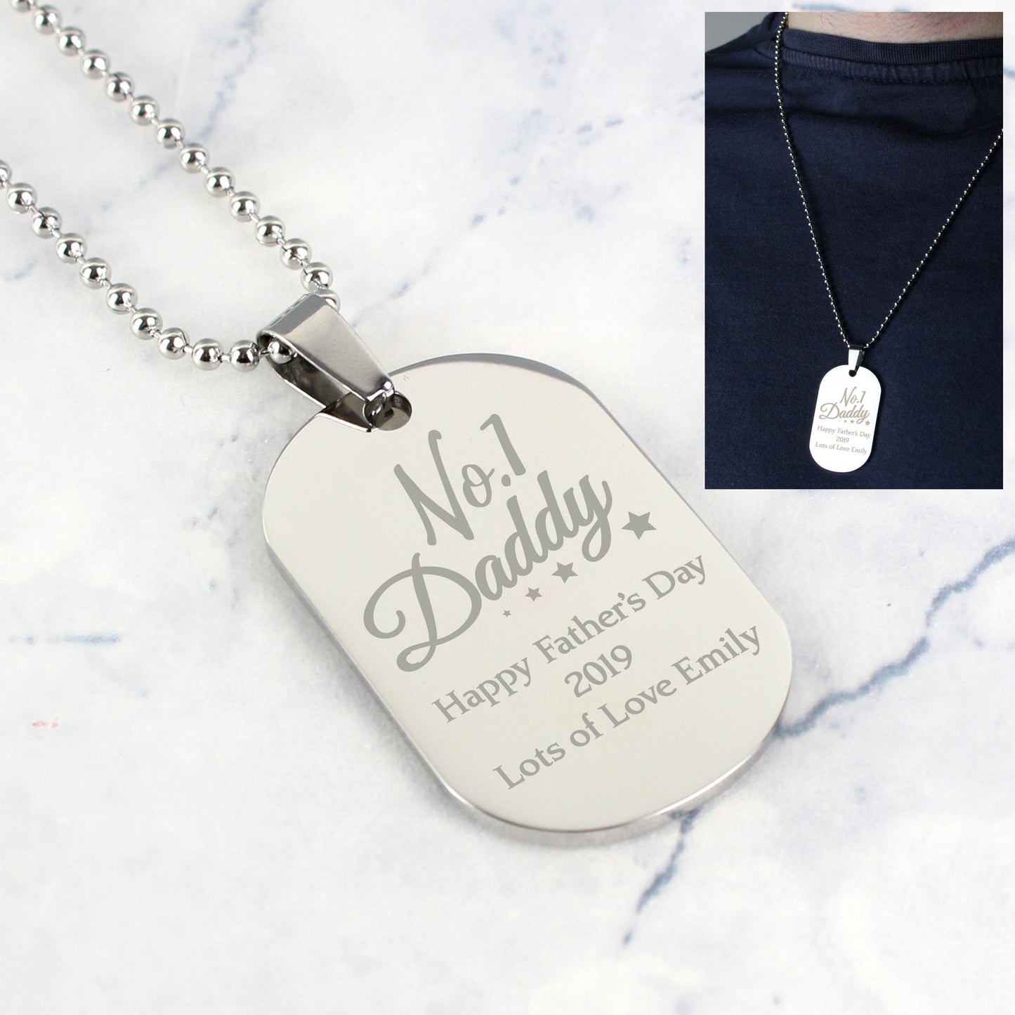 Personalised No.1 Daddy Stainless Steel Dog Tag Necklace - image 3