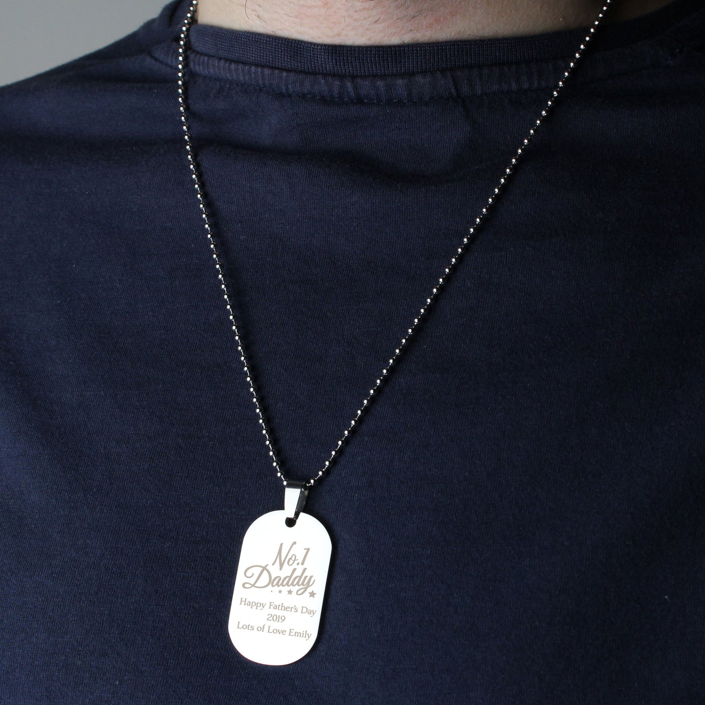 Personalised No.1 Daddy Stainless Steel Dog Tag Necklace - image 4