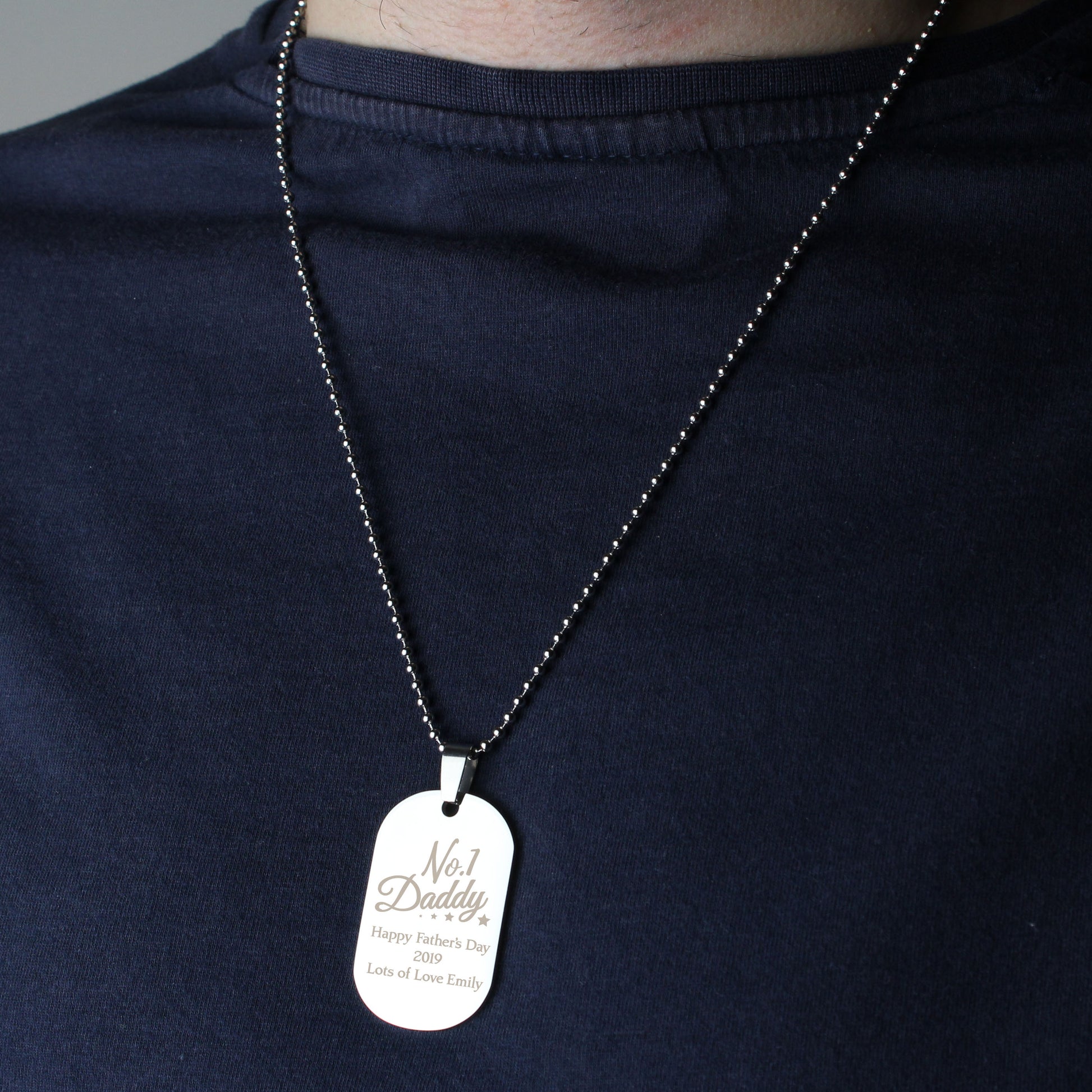Personalised No.1 Daddy Stainless Steel Dog Tag Necklace - image 4