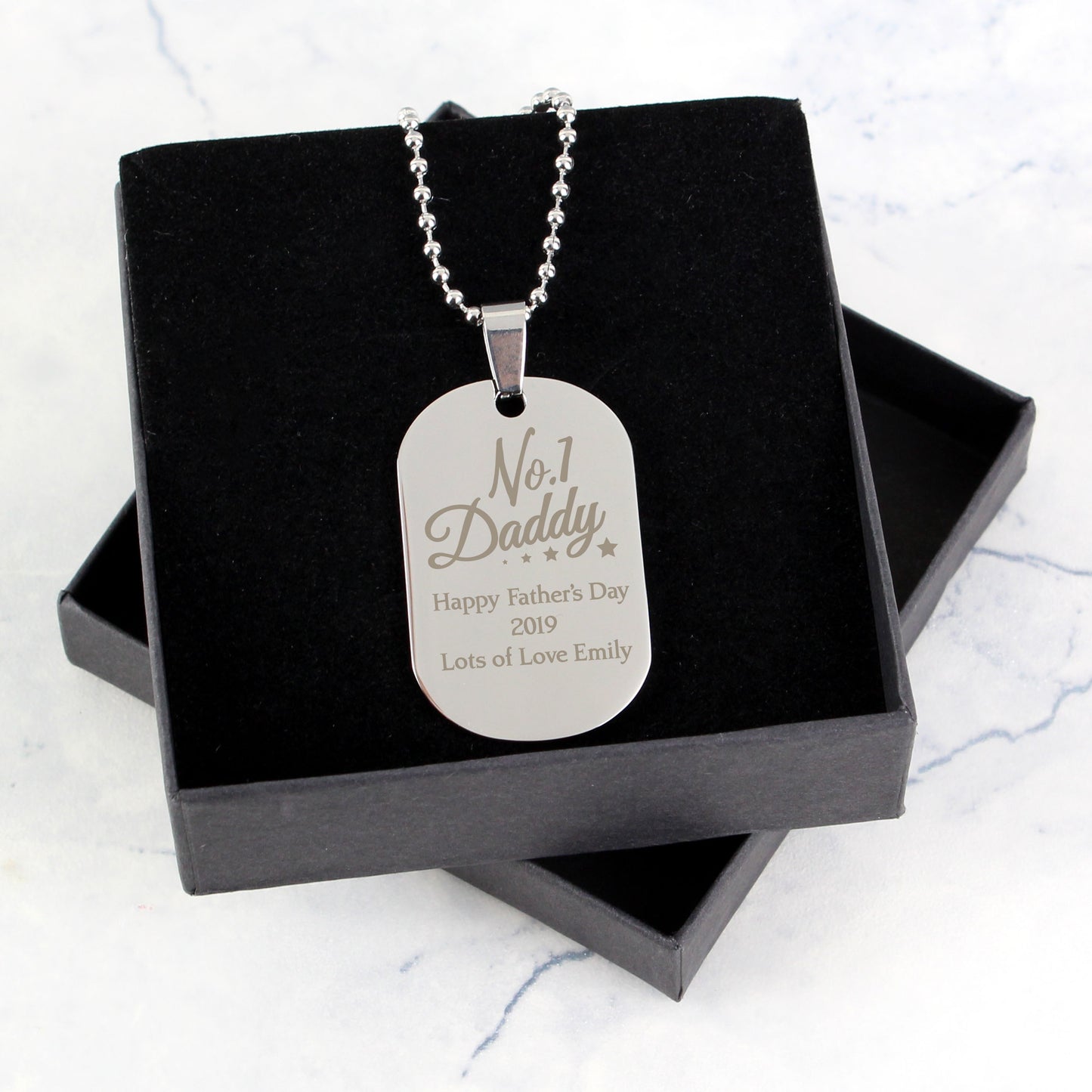 Personalised No.1 Daddy Stainless Steel Dog Tag Necklace - image 5