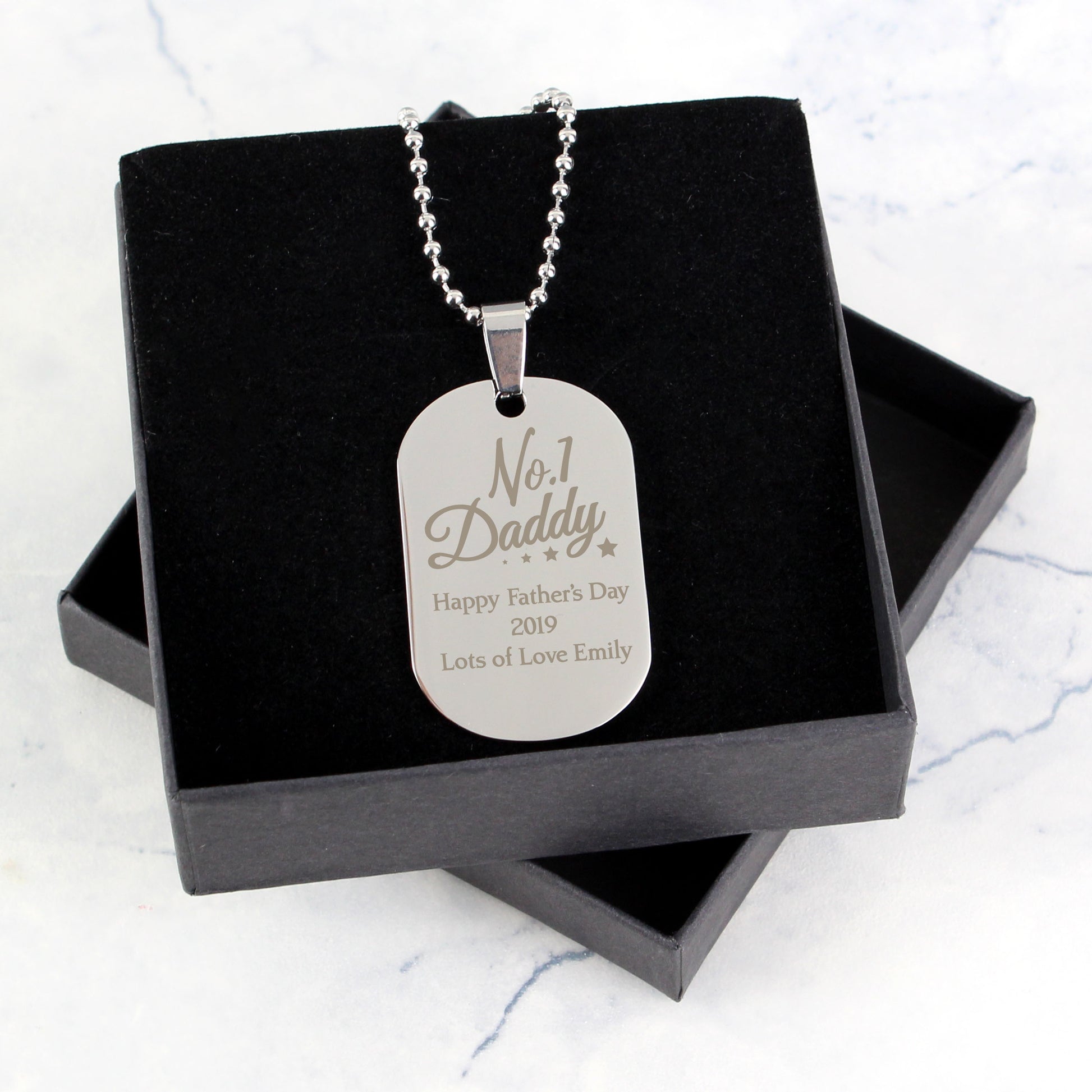 Personalised No.1 Daddy Stainless Steel Dog Tag Necklace - image 5