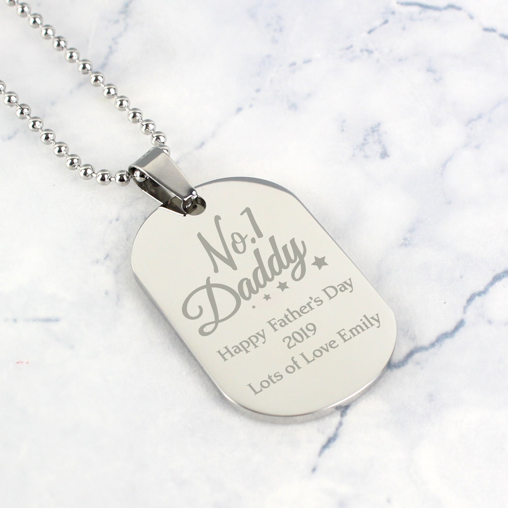 Personalised No.1 Daddy Stainless Steel Dog Tag Necklace - image 7