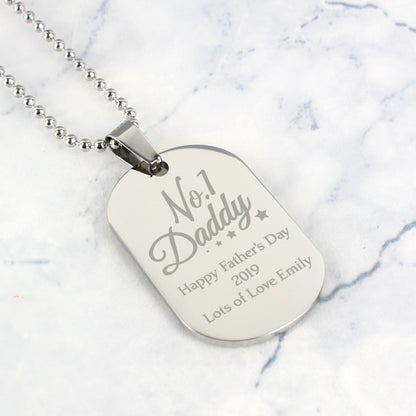 Personalised No.1 Daddy Stainless Steel Dog Tag Necklace - image 7