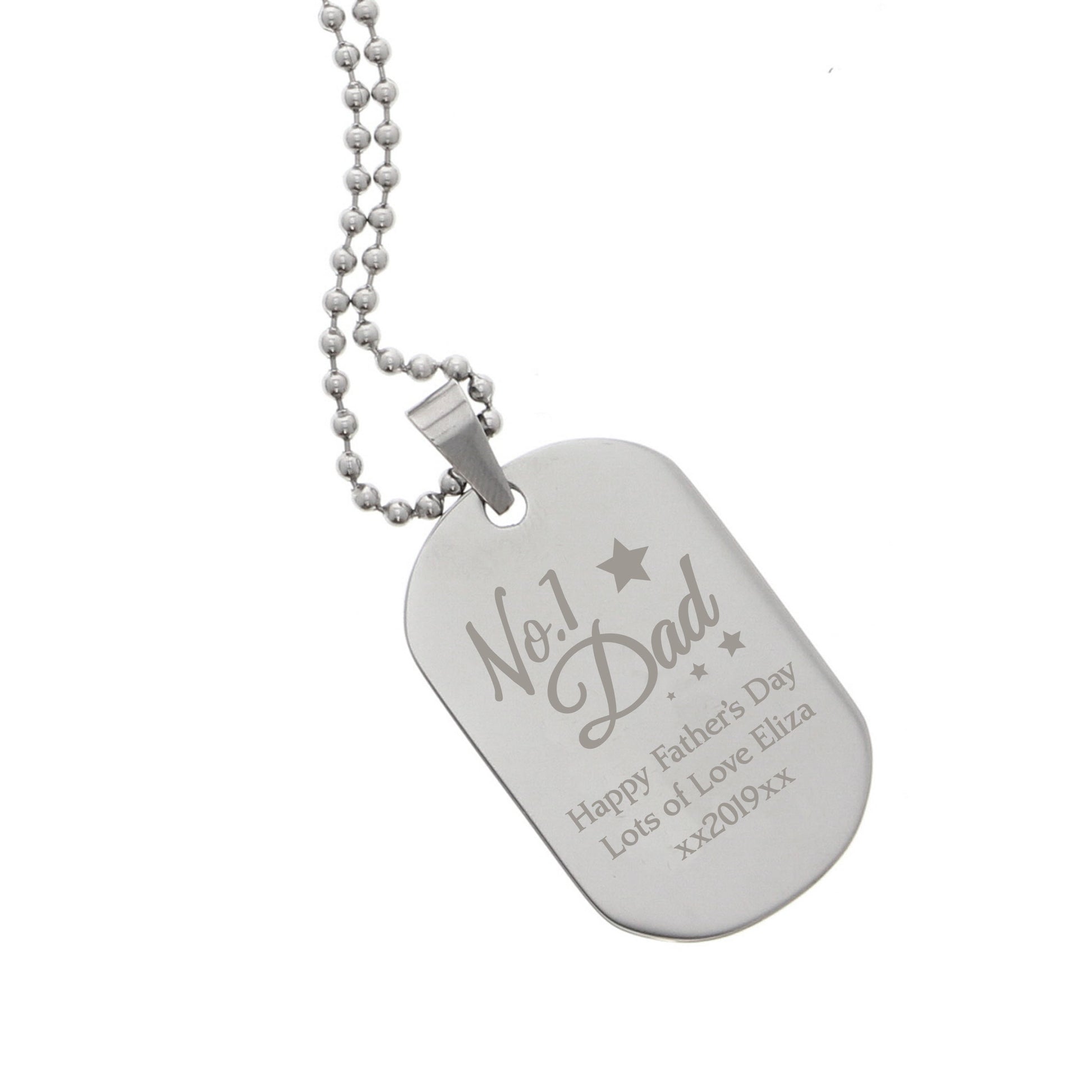Personalised No.1 Dad Stainless Steel Dog Tag Necklace - image 2
