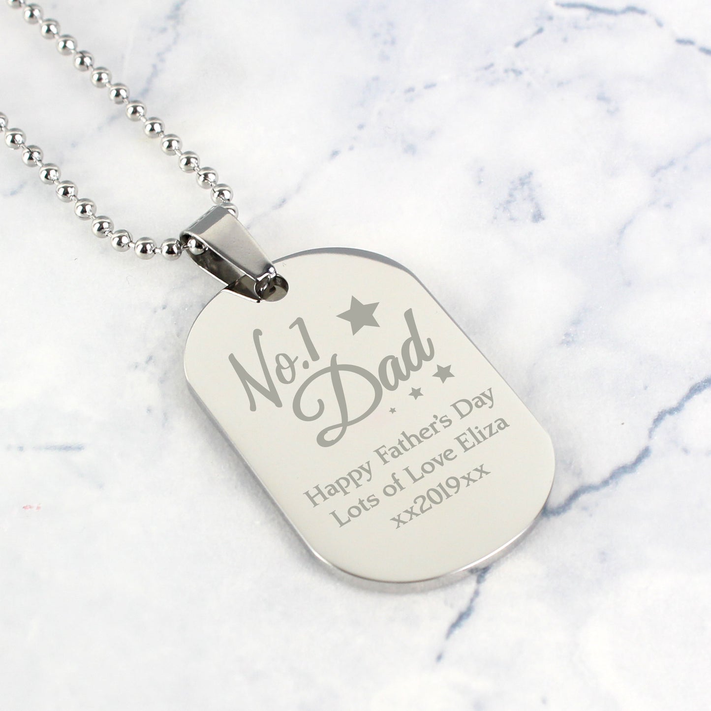 Personalised No.1 Dad Stainless Steel Dog Tag Necklace - image 3