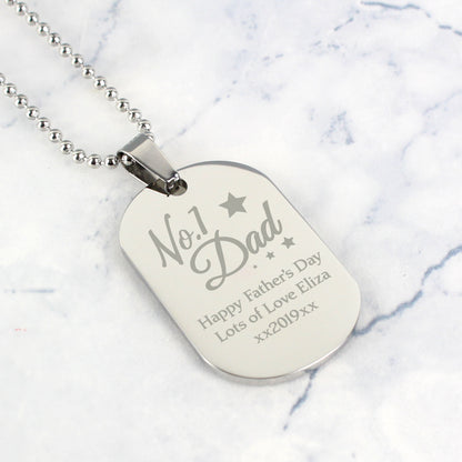 Personalised No.1 Dad Stainless Steel Dog Tag Necklace - image 3