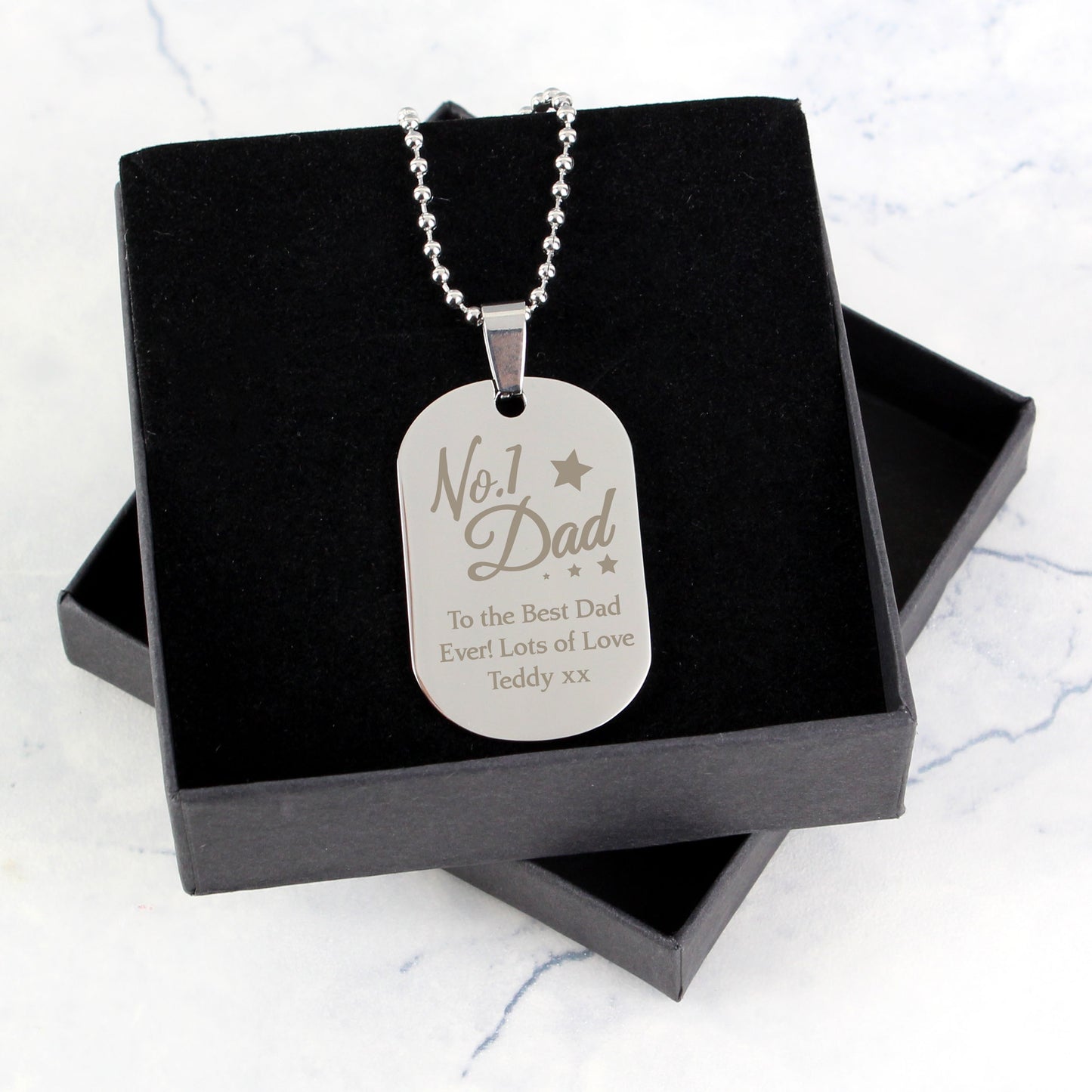 Personalised No.1 Dad Stainless Steel Dog Tag Necklace - image 4