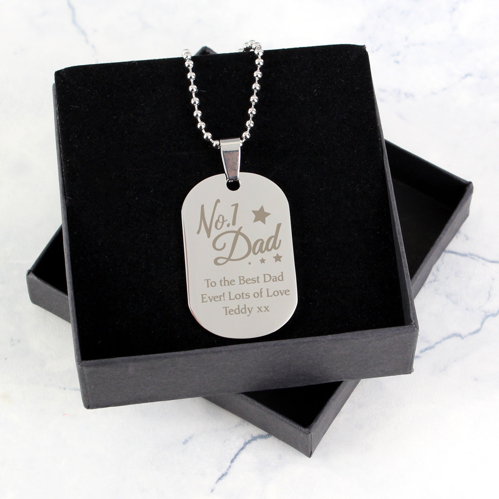 Personalised No.1 Dad Stainless Steel Dog Tag Necklace - image 4