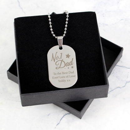 Personalised No.1 Dad Stainless Steel Dog Tag Necklace - image 4