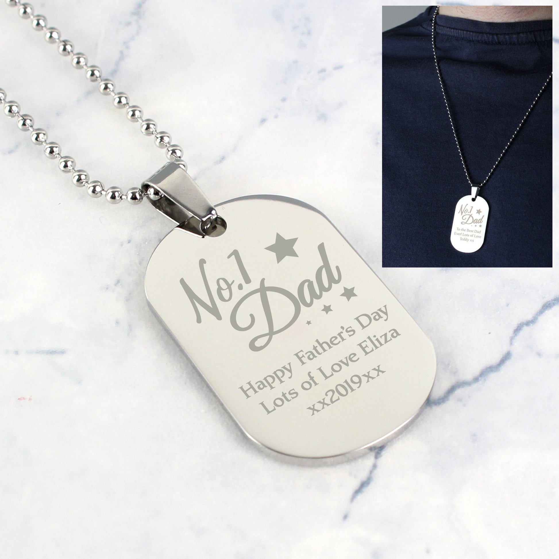 Personalised No.1 Dad Stainless Steel Dog Tag Necklace - image 5
