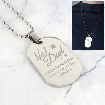 Personalised No.1 Dad Stainless Steel Dog Tag Necklace - image 5