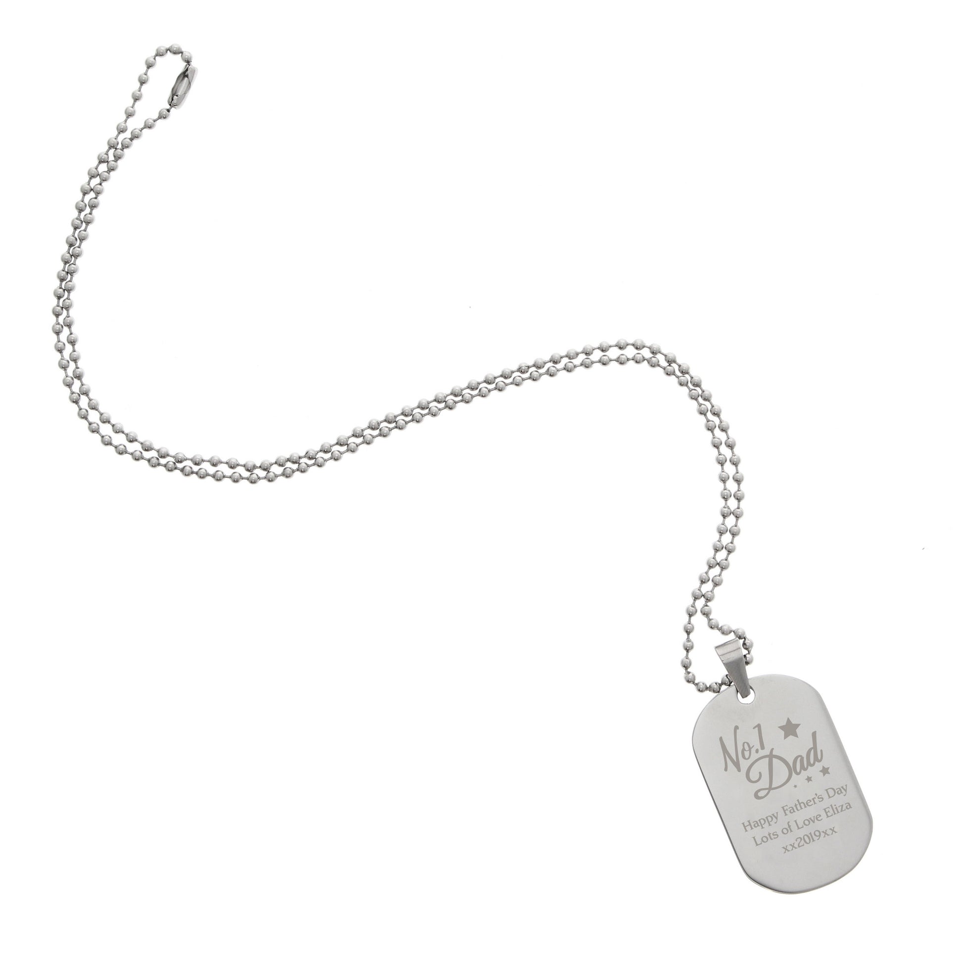 Personalised No.1 Dad Stainless Steel Dog Tag Necklace - image 6