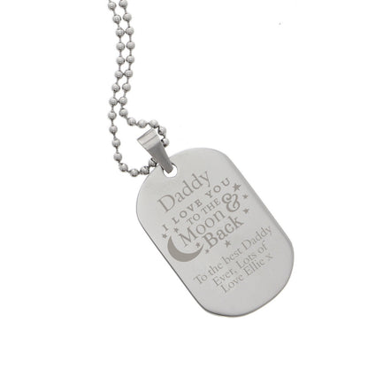 Personalised 'To The Moon & Back...' Stainless Steel Dog Tag Necklace - image 2