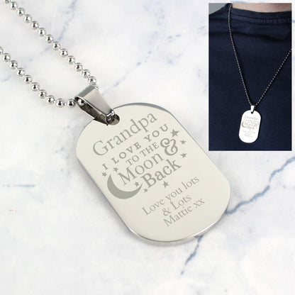 Personalised 'To The Moon & Back...' Stainless Steel Dog Tag Necklace - image 3