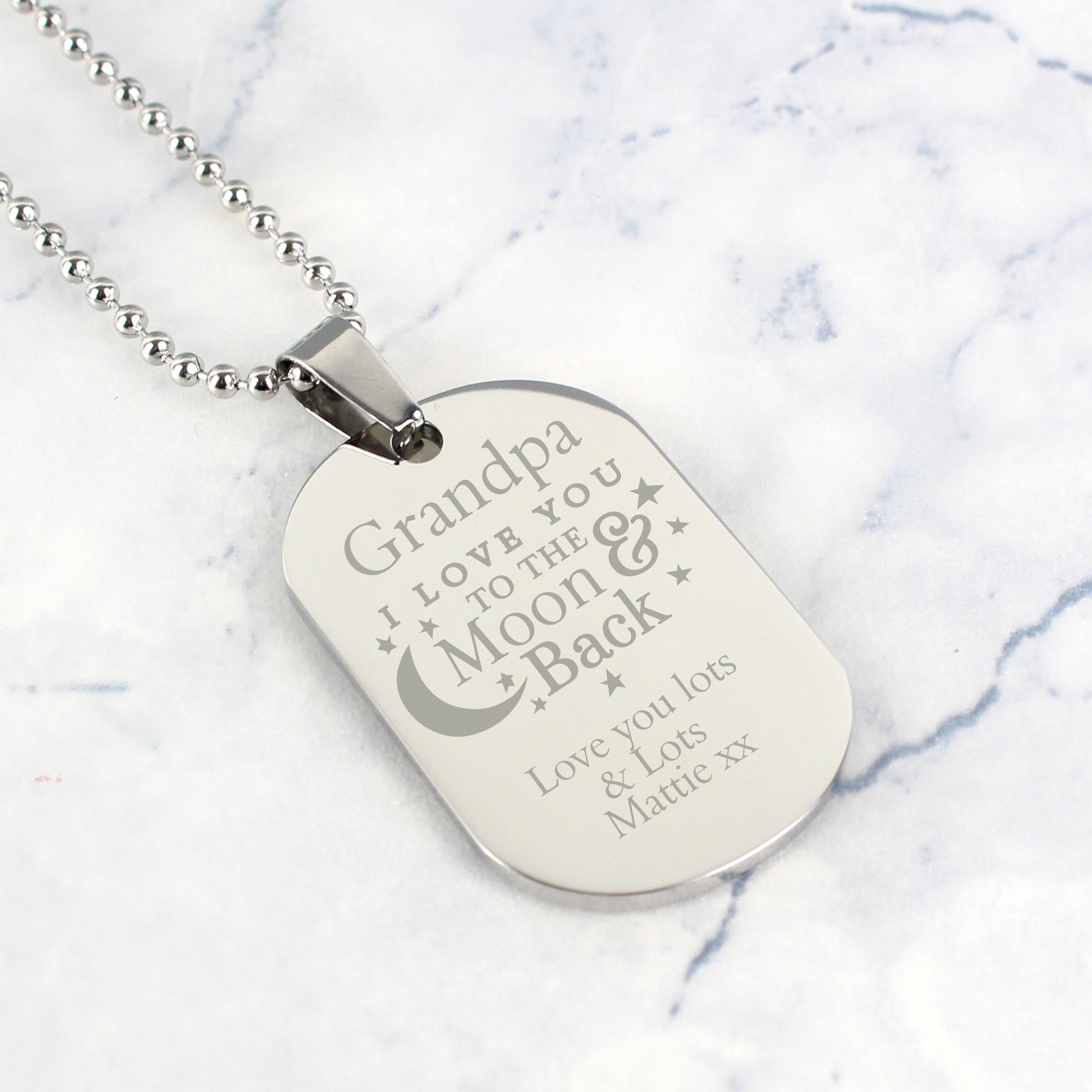 Personalised 'To The Moon & Back...' Stainless Steel Dog Tag Necklace - image 5