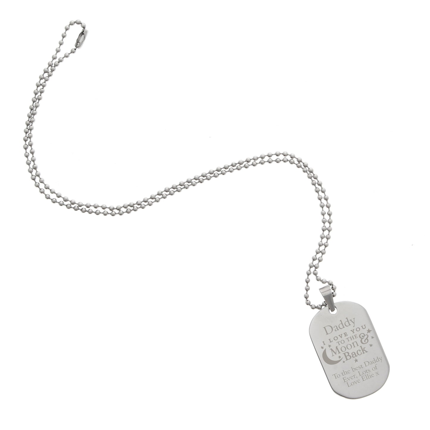 Personalised 'To The Moon & Back...' Stainless Steel Dog Tag Necklace - image 6