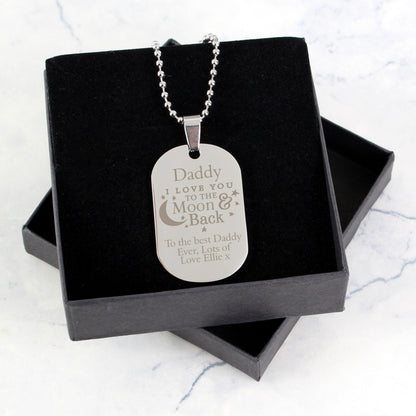 Personalised 'To The Moon & Back...' Stainless Steel Dog Tag Necklace - image 7