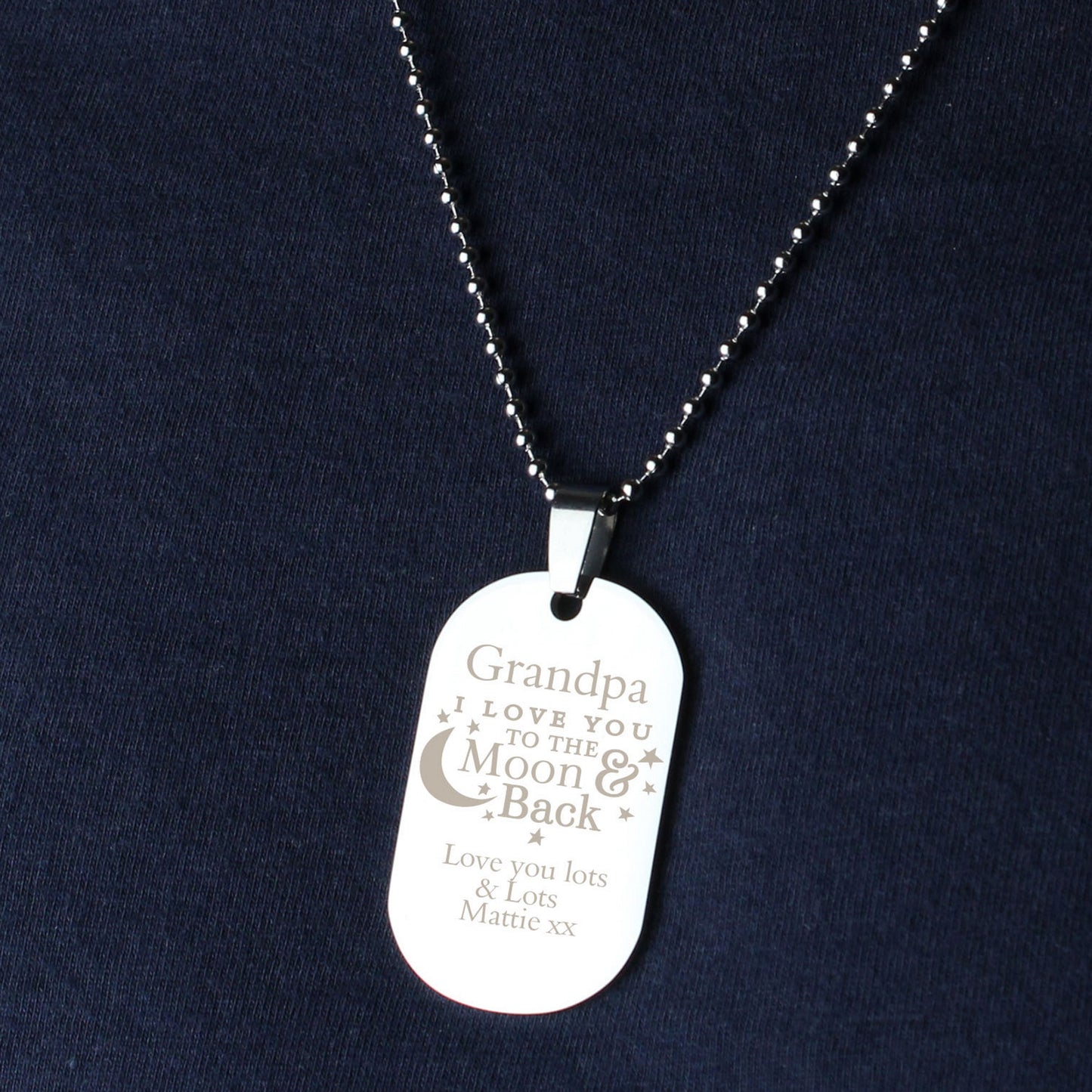Personalised 'To The Moon & Back...' Stainless Steel Dog Tag Necklace - image 8