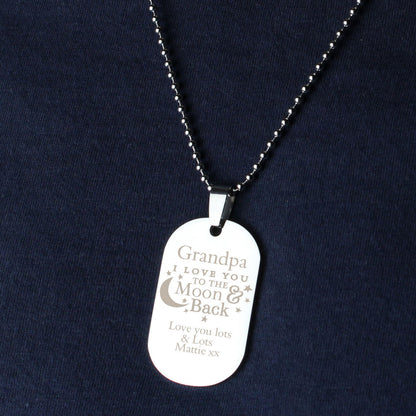 Personalised 'To The Moon & Back...' Stainless Steel Dog Tag Necklace - image 8