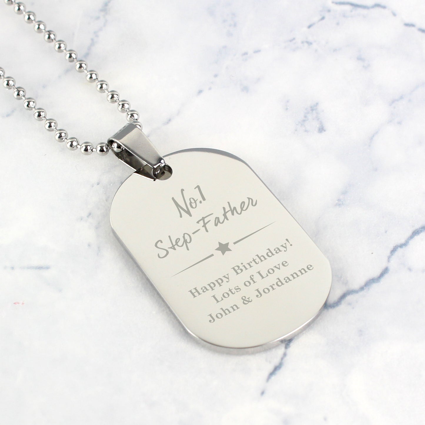 Personalised No.1 Stainless Steel Dog Tag Necklace - image 3