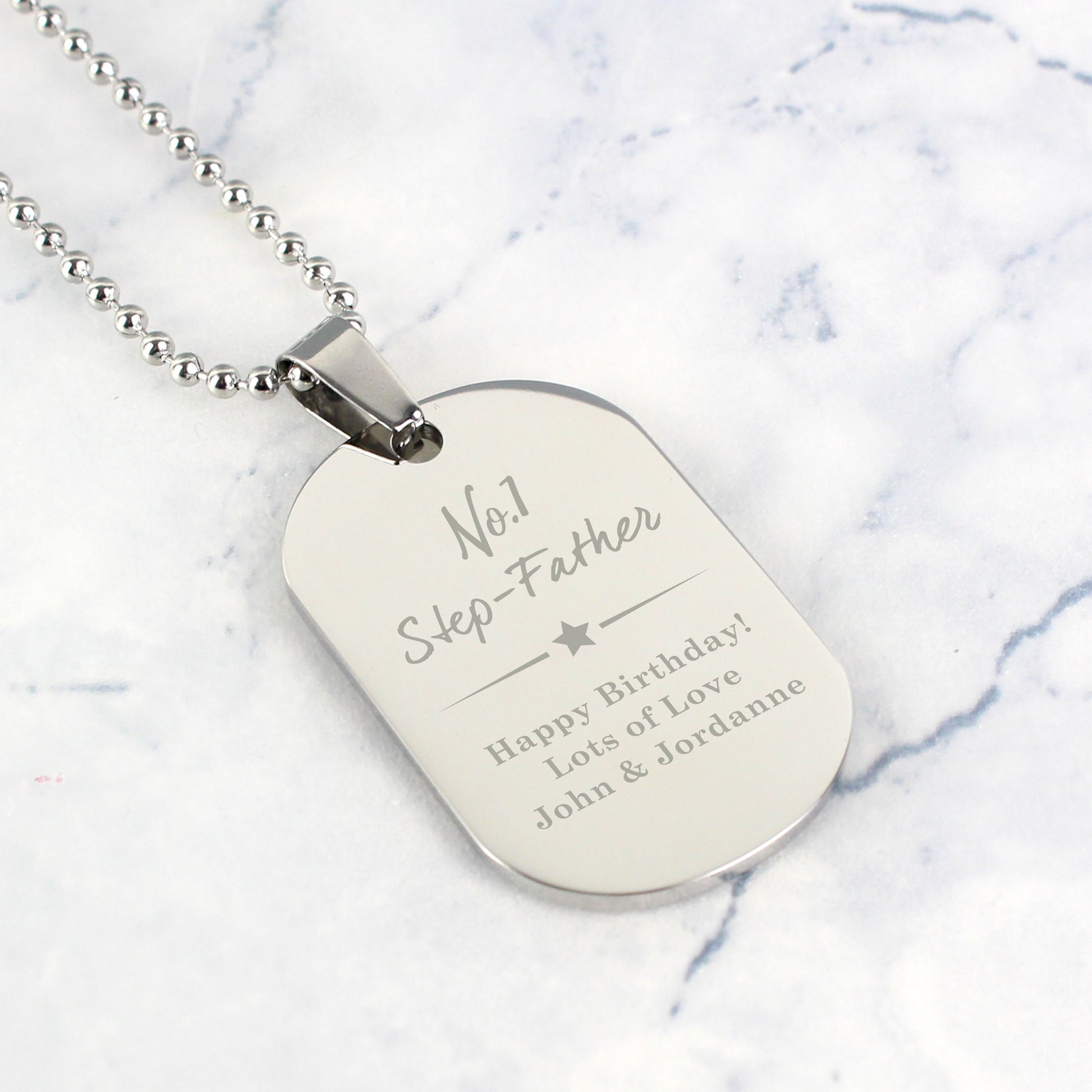 Personalised No.1 Stainless Steel Dog Tag Necklace - image 3