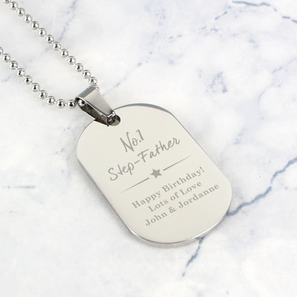 Personalised No.1 Stainless Steel Dog Tag Necklace - image 3
