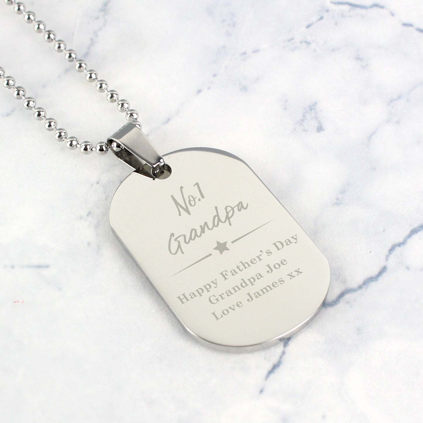 Personalised No.1 Stainless Steel Dog Tag Necklace - image 7